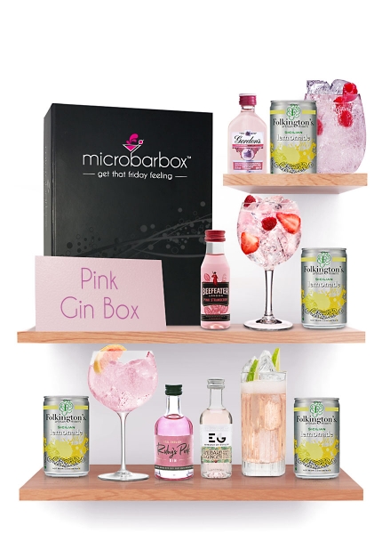 Pink Gin selection with lemonade